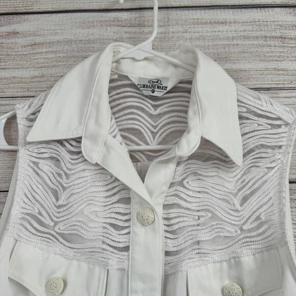 Vintage Opal Lorraine Wardy Jean Shorts and Vest Set Womens 28 Medium White - Picture 13 of 13